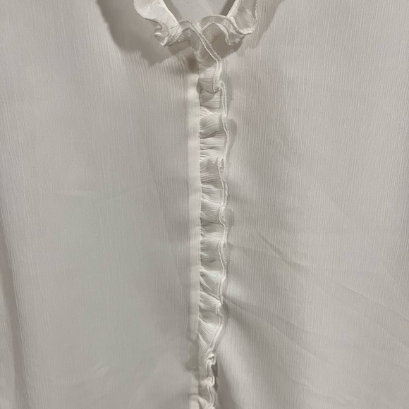 Tommy Hilfiger White Sheer Ruffle Front Poet Blouse XS Country Boho Cottagecore - Picture 7 of 10